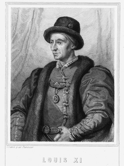 Porträtt av Ludvig XI (1423 - 1483), kung av Frankrike - i "Histoire des Français"" av Lavallée, gravyr, sd. av Unknown artist