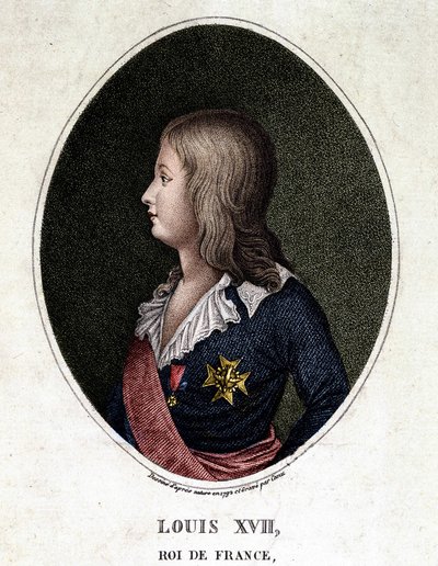 Porträtt av Ludvig XVII, delfin av Frankrike - gravyr av 1800-talet av Unknown artist