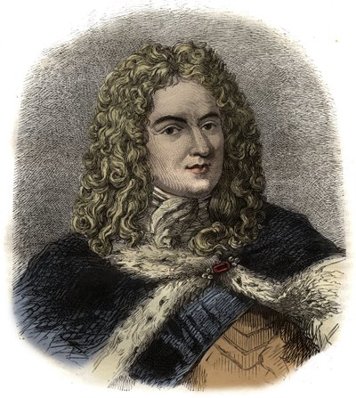 Porträtt av Louis de Rouvroy hertig av Saint-Simon - (Saint Simon) fransk soldat, diplomat och känd dagbokförare - Porträtt av Louis de Rouvroy, hertig av Saint Simon (1675-1755) minnesmärke av Unknown artist