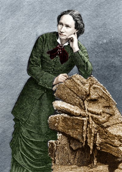 Porträtt av Louise Michel (1830 - 1905) under hennes deportation till Noumea i Nya Kaledonien. 1873-1880. av Unknown artist