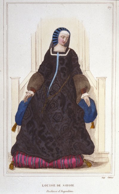 Porträtt av Louise de Savoie, hertiginna av Angoulene och Moder till Francois I (1476 - 1531) gravyr av 1830 av Unknown artist