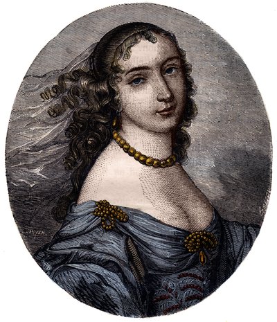 Porträtt av Marguerite Hessein, Madame de la Sabliere (1636-1693) Franska Salonniere. Gravyr av 1800-talet. av Unknown artist
