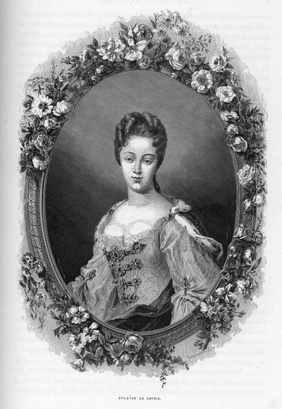 Porträtt av Marie Adelaide (Marie-Adelaide) de Savoie (1685-1712) (Porträtt av Marie Adelaide av Savoyen) - 1862 gravyr i "" Världens drottningar"" av våra första författare. Bok utgiven under ledning av J. G. D. ARMENGAUD. av Unknown artist