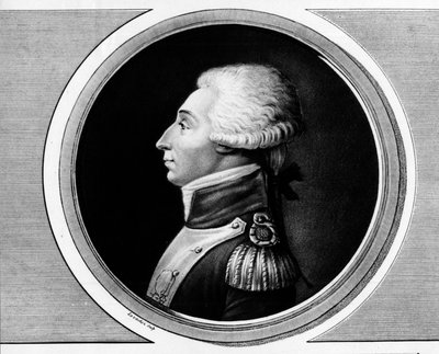 Porträtt av Marie Gilbert Mottier, Marquis de La Fayette ((Lafayette av Unknown artist