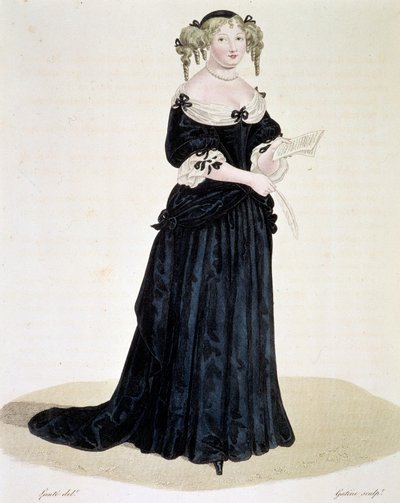Porträtt av Marie de Rabutin-Chantal (Rabutin Chantal), Marquise de Sevigne dit Madame de Sevigne (1626-1696), kvinna av bokstäver. Gravyr Privat samling av Unknown artist