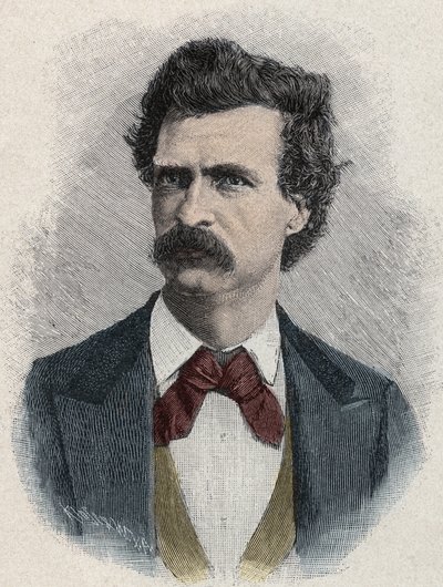 Porträtt av Mark Twain (Samuel Langhorne Clemens av Unknown artist