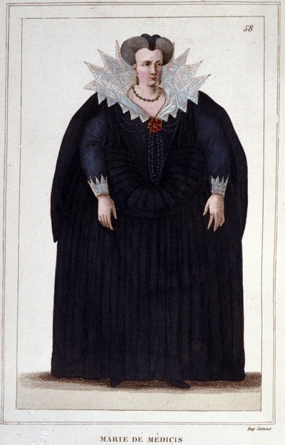 Porträtt av Maria av Medici (1573 - 1642), fru till Henrik IV och mor till Ludvig XIII. Gravyr från 1830 av Unknown artist