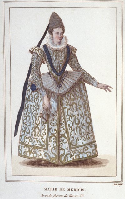 Porträtt av Maria av Medici (1573 - 1642), fru till Henrik IV och mor till Ludvig XIII. Gravyr från 1830 av Unknown artist