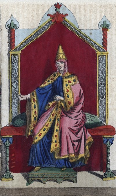 Porträtt av Matilda av Toscana även känd som Matilda av Canoss (Matilde eller Mathilda) (1046 - 1115) Italiensk adelsdam - gravyr från "" Seder och traditioner för alla folk i universum. Det är historien om regeringen, lagarna, milisen, religionen av Unknown artist
