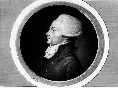 Porträtt av Maximilian av Robespierre (1758-1794), medlem av generalstaterna och deputerad av Paris vid Nationalkonventet. i ""Fullständig samling av historiska bilder av den franska revolutionen, i tre volymer."" 1804. av Unknown artist