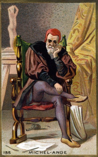 Porträtt av Michelangelo Buonarroti dit Michelangelo (Michelangelo eller Michel Ange av Unknown artist