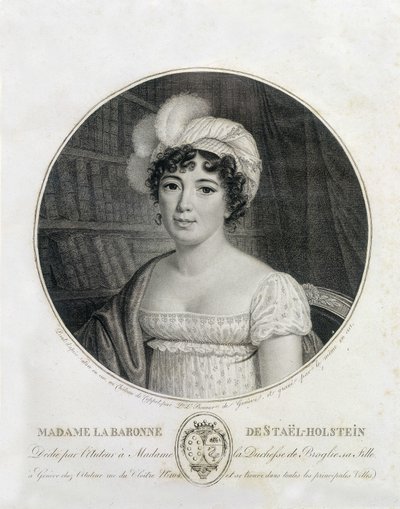 Porträtt av Madame de Staël - gravyr av Unknown artist