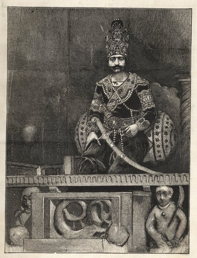 Porträtt av Nasser Ed Din (1831-1896), Shah av Persien (Iran). Kallas även Nasseredin Shah, Nasserer-al-Din Shah Qajar, Nasser al-Din Shah Qajar, Nasiruddin Shah - (1831-1896) - 1873 av Unknown artist