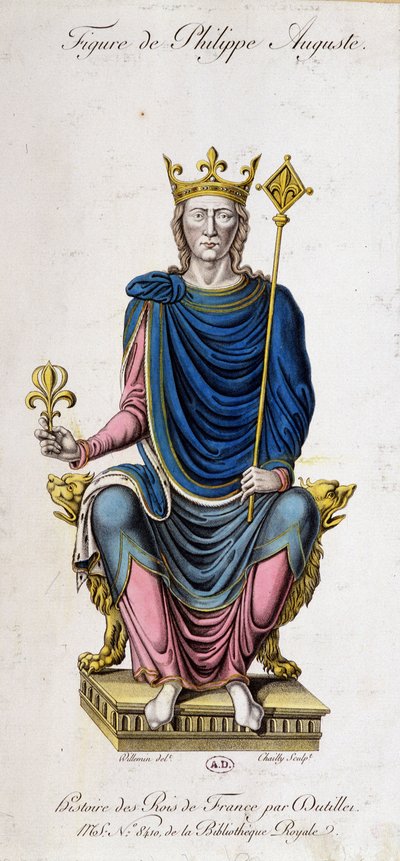 Porträtt av Philip Augustus på sin tron - från ett dokument från 1200-talet av Unknown artist