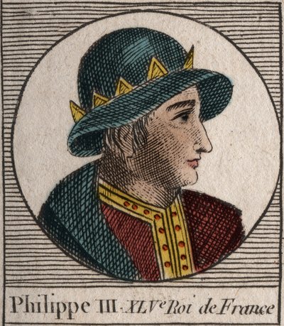 Porträtt av Filip III av Frankrike, dit Philippe le Hardi (1245-1285) (kapeternas dynasti) - Filip III kallad Frankrikes djärva kung - gravyr från "Instruction sur l