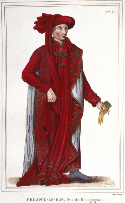 Porträtt av Filip III den gode (1396-1467), gravyr från 1830 av hertigen av Bourgogne av Unknown artist