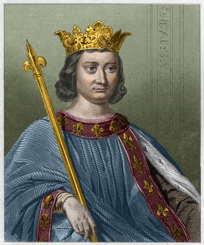 Porträtt av Philip IV dit le bel, kung av Frankrike - i "" Histoire des Francais"" av Lavallee, gravyr, sd. av Unknown artist