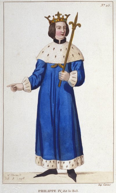 Porträtt av Filip IV the Bel (1268 - 1314), kung av Frankrike gravyr från 1830 av Unknown artist
