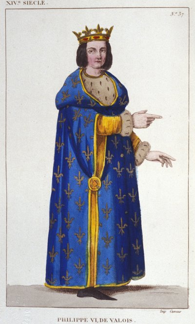 Porträtt av Filip VI av Valois (1293-1350) kung av Frankrike. Gravyr från 1830 av Unknown artist