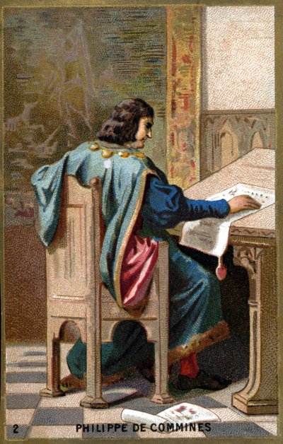 Porträtt av Philippe de Commines (Comynes eller Comines) (1447-1511). Kromolitografi av 1800-talet. av Unknown artist
