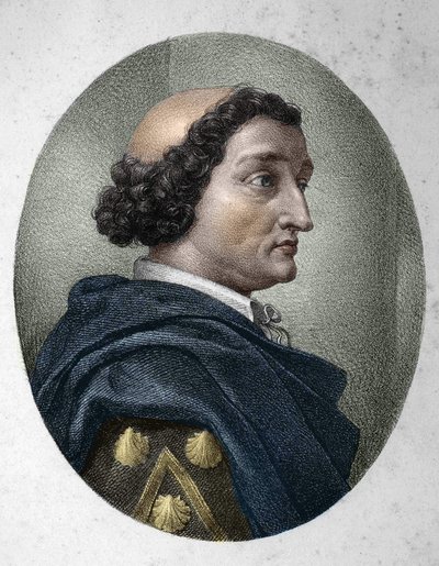 Porträtt av Philippe de Commines (Comynes eller Comines) (1447-1511), fransk kolumnist. Gravyr av 1800-talet. av Unknown artist