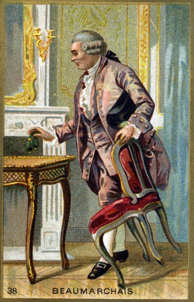 Porträtt av Pierre Augustin Caron de Beaumarchais (1732 - 1799), fransk författare och dramatiker. Kromolitografi av 1800-talet. av Unknown artist