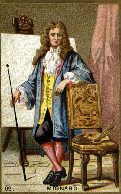 Porträtt av Pierre Mignard (1612 - 1695), fransk målare, dekoratör och serietecknare. Kromolitografi av 1800-talet. av Unknown artist