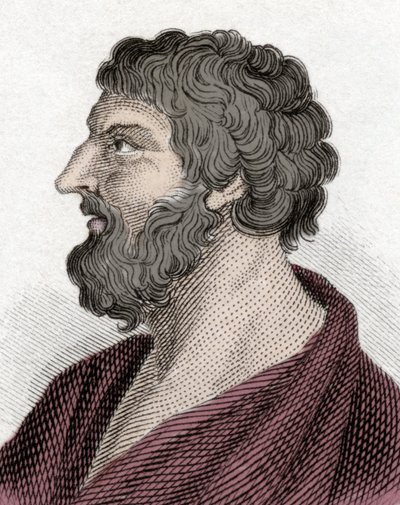 Porträtt av Pittacos av Mytilene grekisk statsman (650-570 f.Kr.) (Pittacus av Mytilene). Gravyr 1800-talet. av Unknown artist