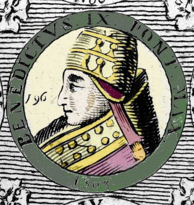 Porträtt av påven Benedikt IX. Gravyr av 1800-talet. av Unknown artist