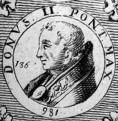 Porträtt av påven Donus II (påven 973). av Unknown artist