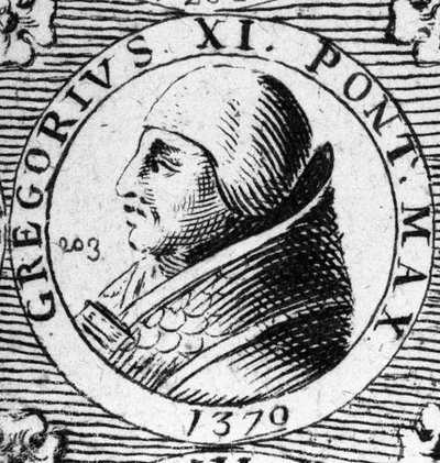 Porträtt av påven Gregoire XI vald 1370 och dog 1378. av Unknown artist