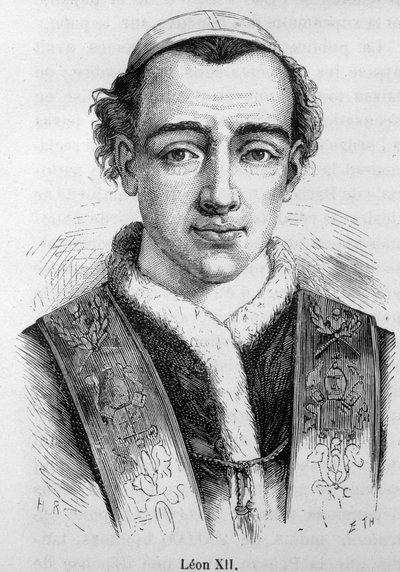 Porträtt av påven Leon (Leone) XII (Annibale della Genga Sermattei) (påven från 1823 till 1829). av Unknown artist