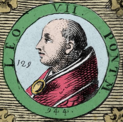 Porträtt av påven Leo VII (Leone) påven från 936 till 939. av Unknown artist
