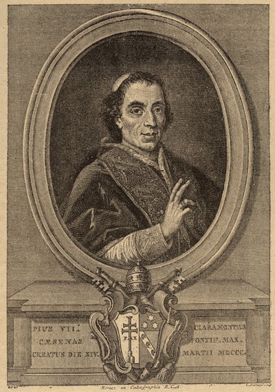 Porträtt av påven Pius VII (1742-1823) (Porträtt av påven Pius VII). av Unknown artist