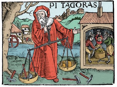 Porträtt av Pythagoras (Pythagoras) - Sida från "" Compendiara musica"" av Koswick 1516 - av Unknown artist