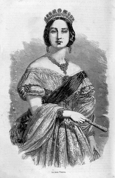 Porträtt av drottning Victoria young - gravyr, mitten av 1800-talet av Unknown artist