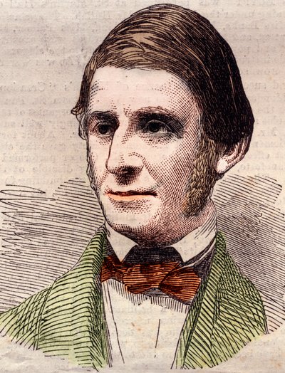 Porträtt av Ralph Waldo Emerson (1803-1882), essäist, filosof, amerikansk poet. Gravyr i "" The illustrated London News "" av 20 mars 1858. av Unknown artist