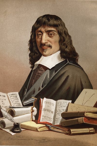 Porträtt av Rene Descartes. 1596-1650. från Science and its Men av Louis Figuier. Barcelona 1881 av Unknown artist