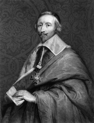 Porträtt av Richelieu (1585 - 1642) - i "" Histoire des Français"" av Lavallée, gravyr, sd. av Unknown artist