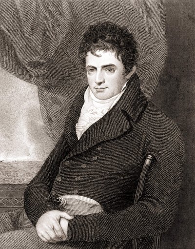 Porträtt av Robert Fulton (1765 - 1815), amerikansk skeppsbyggnadsmekaniker (Nautilus). Gravyr av 1800-talet. av Unknown artist