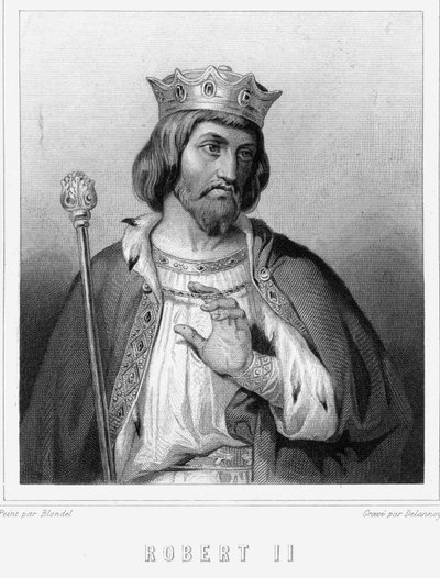 Porträtt av Robert II den fromme (v. 972 - 1031), kung av Frankrike - i "Histoire des Français"" av Lavallée, gravyr, sd. av Unknown artist