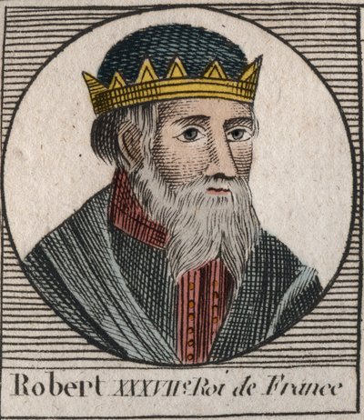 Porträtt av Robert I (ca 860-923), kung av Västfrankien från 922 till 923 - Robert I, kung av Västfrankrike från 922 till 923 - gravyr från "Instruction sur l