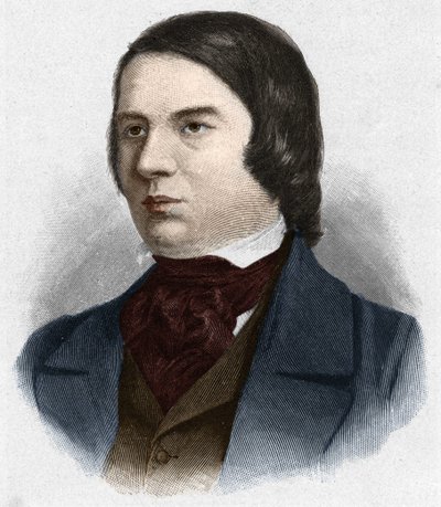 Porträtt av Robert Schumann (1810-1856), tysk kompositör. baserad på en teckning av Mengel. av Unknown artist