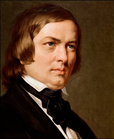 Porträtt av Robert Schumann, tysk kompositör. (målning av Unknown artist