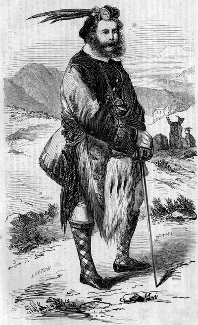 Porträtt av Roualeyn George Gordon Cumming (1820-1866), skotsk resenär och lejonjägare. Gravyr av Linton i ""The Illustrous World"" nr 56 av 8 maj 1858. av Unknown artist