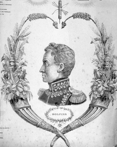 Porträtt av Simon Bolivar (1783-1830), sydamerikansk general och statsman. av Unknown artist
