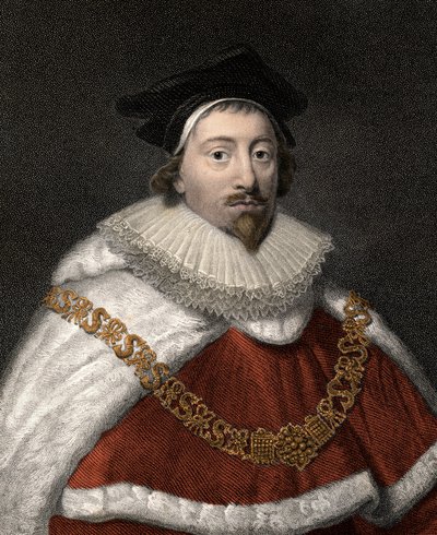 Porträtt av Sir Edward Coke (1552-1634), engelsk juriskonsult - Färgstick av 1800-talet av Unknown artist