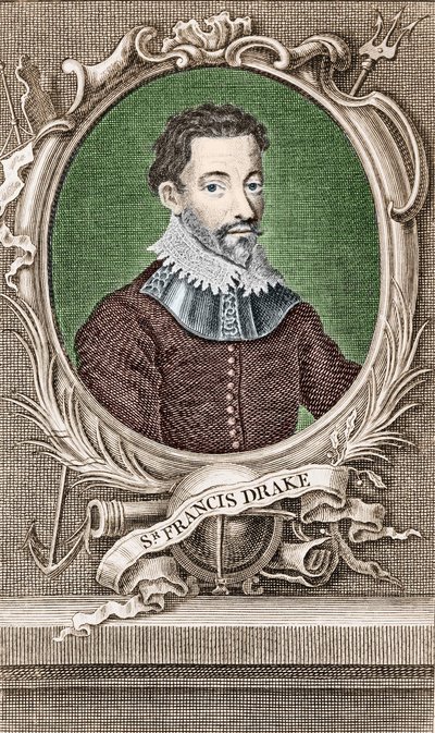 Porträtt av Sir Francis Drake (1540-1596), engelsk navigatör. av Unknown artist