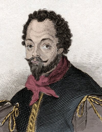 Porträtt av Sir Francis Drake (1540-1596), engelsk kapare och navigatör. Gravyr av 1800-talet. av Unknown artist
