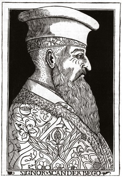 Porträtt av Skanderbeg (eller Scanderbeg) (1403 - 1468), albansk krigsman. av Unknown artist